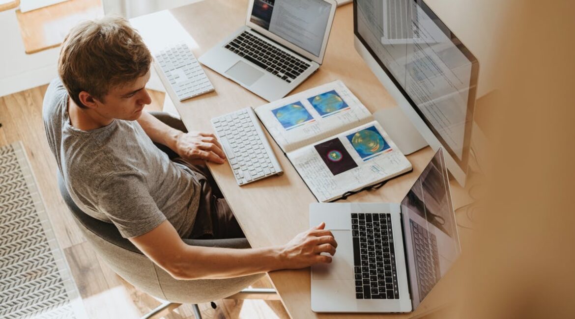 Software developer working remotely, software development outsourcing