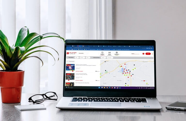 laptop with Playon app on screen
